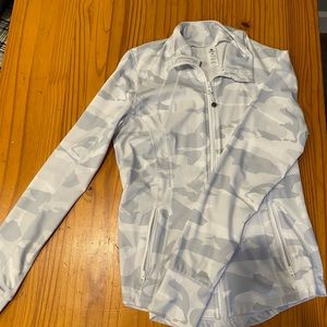 White and grey camo full zip athletic jacket